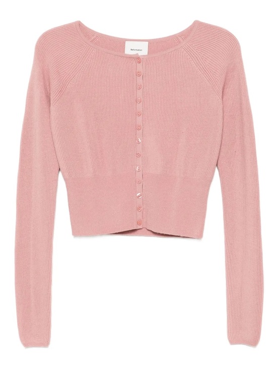 Reformation Sweaters - Reformation Blush Pink Cropped Button-Up Cardigan